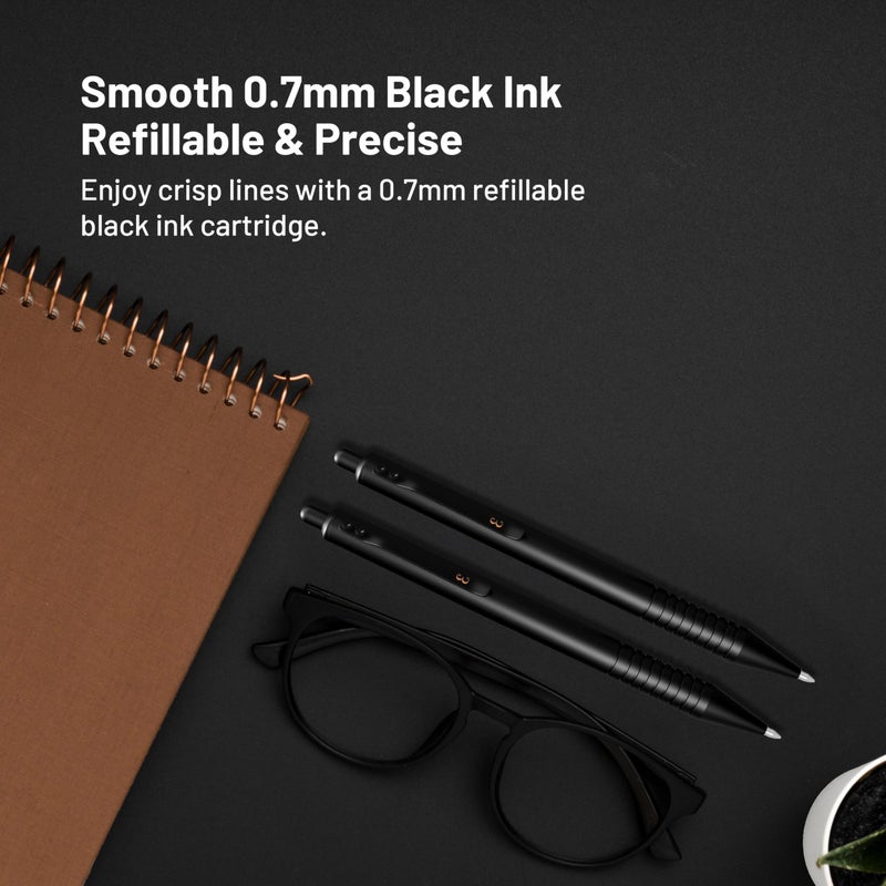 Everyman Black Grafton Full Click Refillable 0.7mm Gel Ink Pen | Sleek Anodized Aluminum EDC Pen with Deep Grooved Grip | Smooth Writing Pocket Pen for Office, Travel, Gifting & Daily Use - Image 4